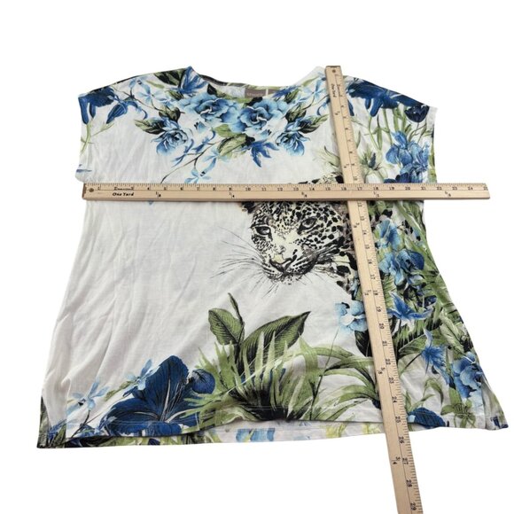 Chicos sz 2 Womens Floral Leopard Print Top Size Medium knit blouse stretch - Picture 4 of 5